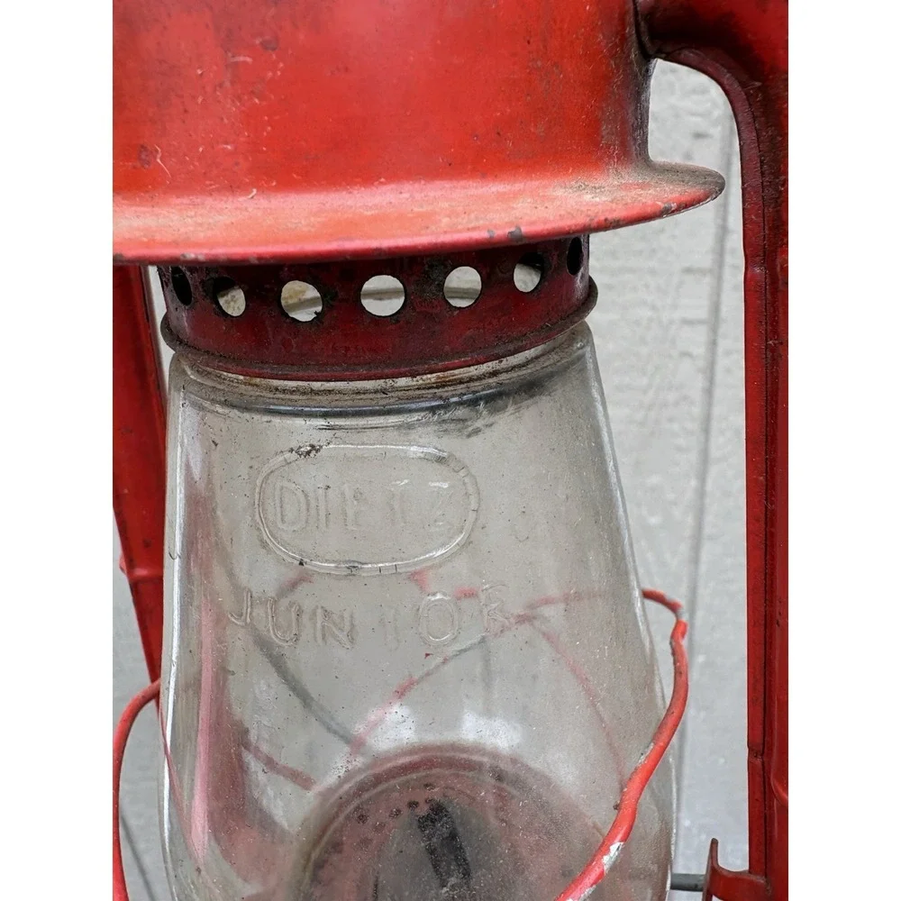 Vintage Dietz No. 20 Junior Red Lantern With Clear Globe